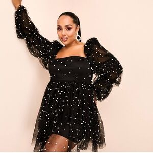 Elegant Black Polka Dot Dress